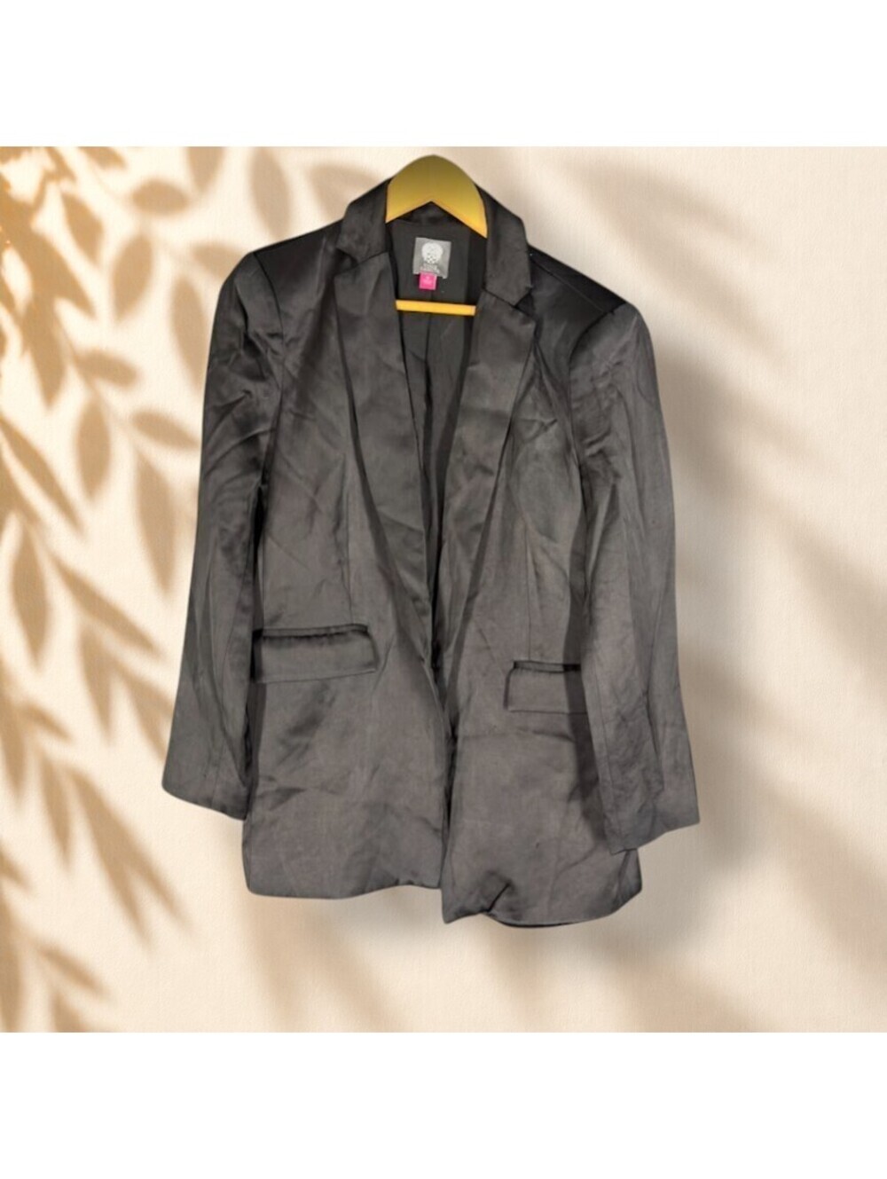 Vince Camuto Blazer Women 12 Black Collared Long Sleeve Open Front Lined Career
